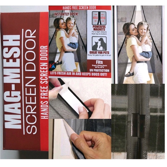 NEW Magnetic Mesh Screen Door Hands-Free Magnetic Closure 39" x 83" - Picture 4 of 16